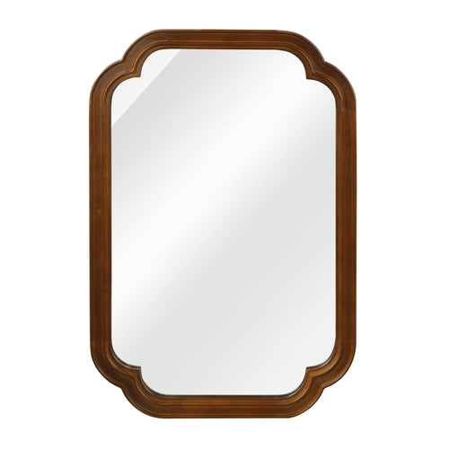 Solid Wood Frame Rounded Corner Decorative Mirror, For Bedroom,