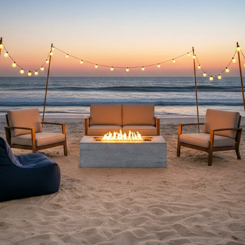2-Piece Fire Pit Set: 41.9' Propane Fire Pit (40,000 BTU) with Burner