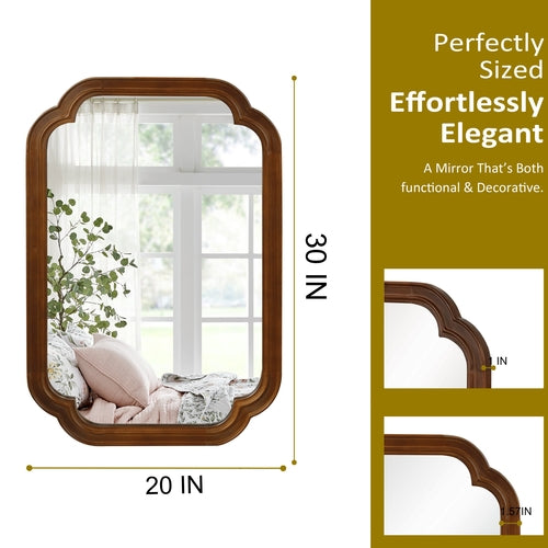 Solid Wood Frame Rounded Corner Decorative Mirror, For Bedroom,