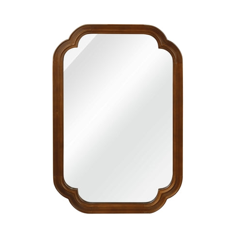 Solid Wood Frame Rounded Corner Decorative Mirror, For Bedroom,