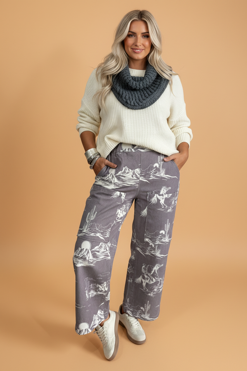 Western Elastic High Waist Straight Leg Jeans