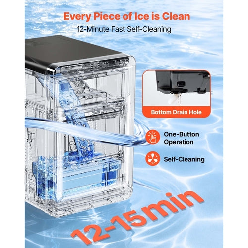 Countertop Ice Maker, 44 lbs per Day, Self-Cleaning Portable Machine
